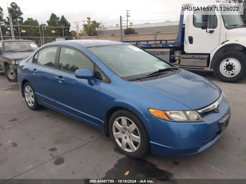 2007 Honda Civic Lx VIN: 1HGSA165X7L126022 Lot: 40587795