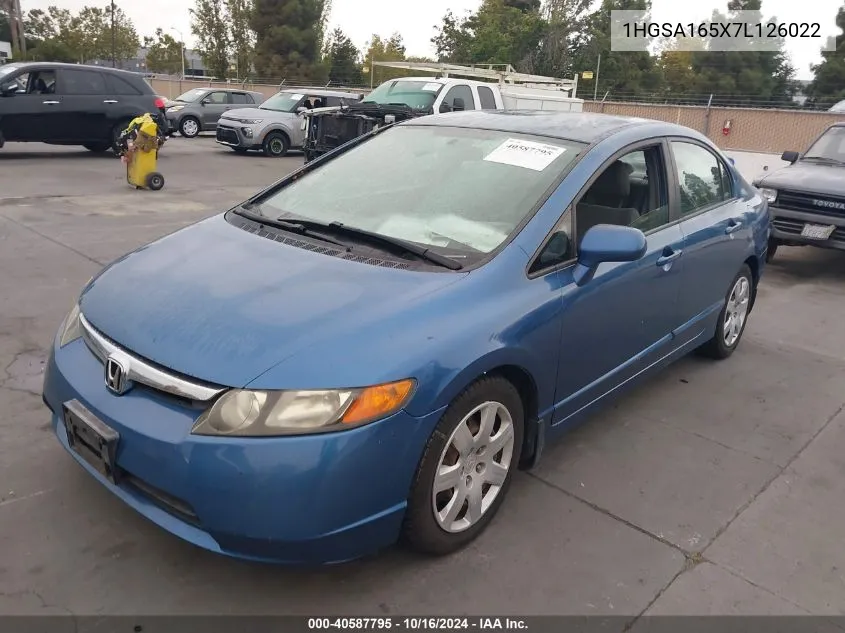 2007 Honda Civic Lx VIN: 1HGSA165X7L126022 Lot: 40587795