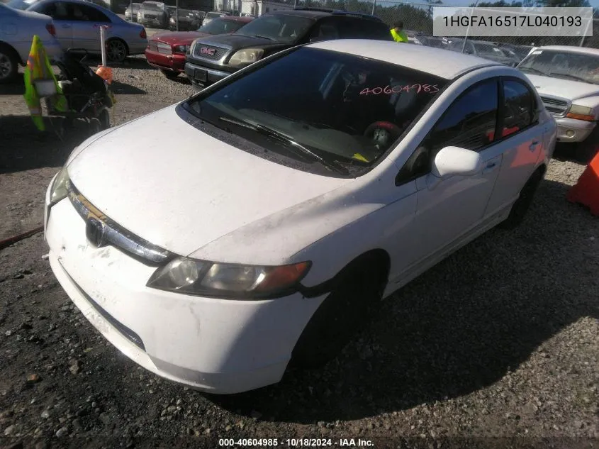 1HGFA16517L040193 2007 Honda Civic Lx