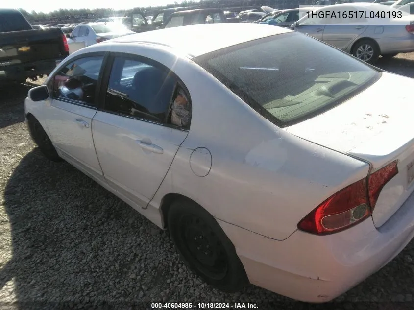 1HGFA16517L040193 2007 Honda Civic Lx