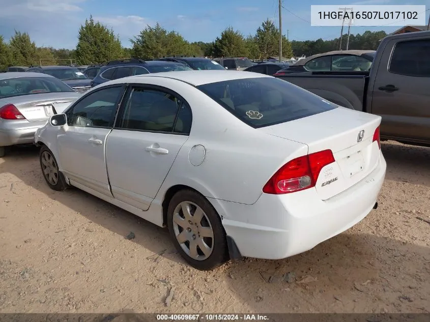 2007 Honda Civic Lx VIN: 1HGFA16507L017102 Lot: 40609667