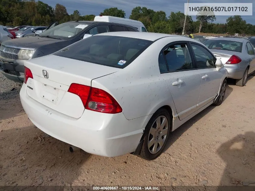 2007 Honda Civic Lx VIN: 1HGFA16507L017102 Lot: 40609667