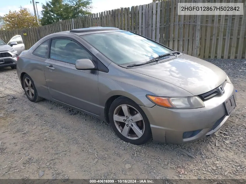 2HGFG12867H502842 2007 Honda Civic Ex