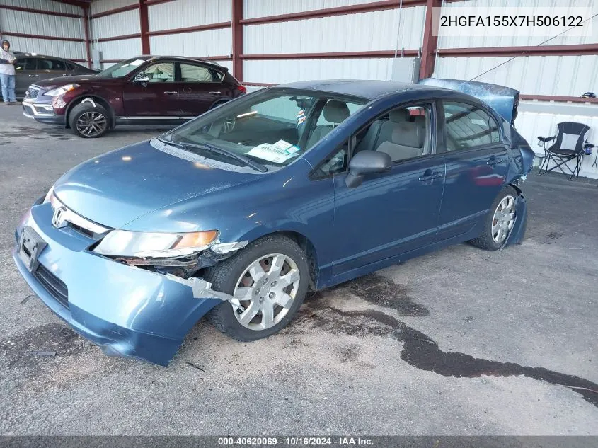 2007 Honda Civic Lx VIN: 2HGFA155X7H506122 Lot: 40620069