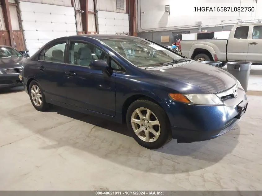 2007 Honda Civic Lx VIN: 1HGFA16587L082750 Lot: 40621011