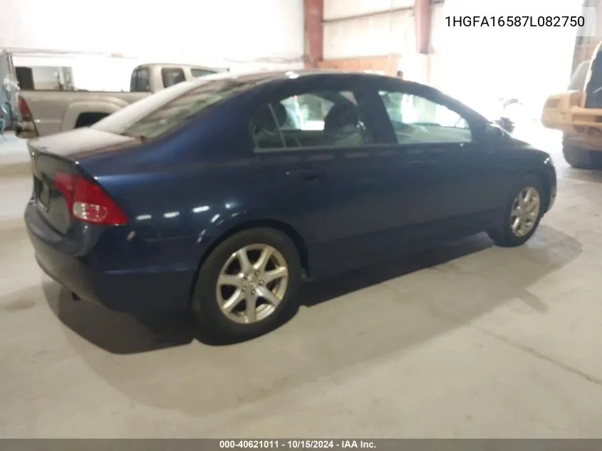 2007 Honda Civic Lx VIN: 1HGFA16587L082750 Lot: 40621011