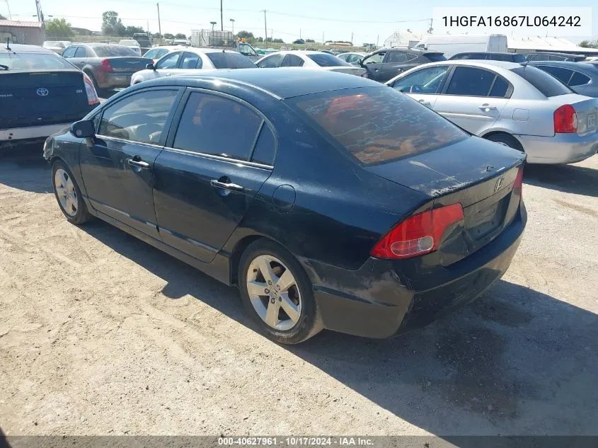 2007 Honda Civic Ex VIN: 1HGFA16867L064242 Lot: 40627961