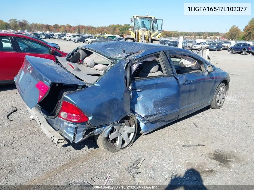 2007 Honda Civic Lx VIN: 1HGFA16547L102377 Lot: 40645290