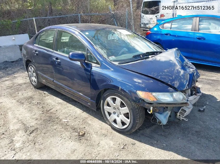 2007 Honda Civic Lx VIN: 2HGFA16527H512365 Lot: 40645386