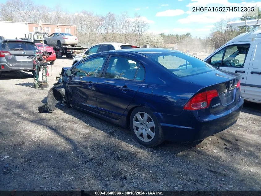 2007 Honda Civic Lx VIN: 2HGFA16527H512365 Lot: 40645386