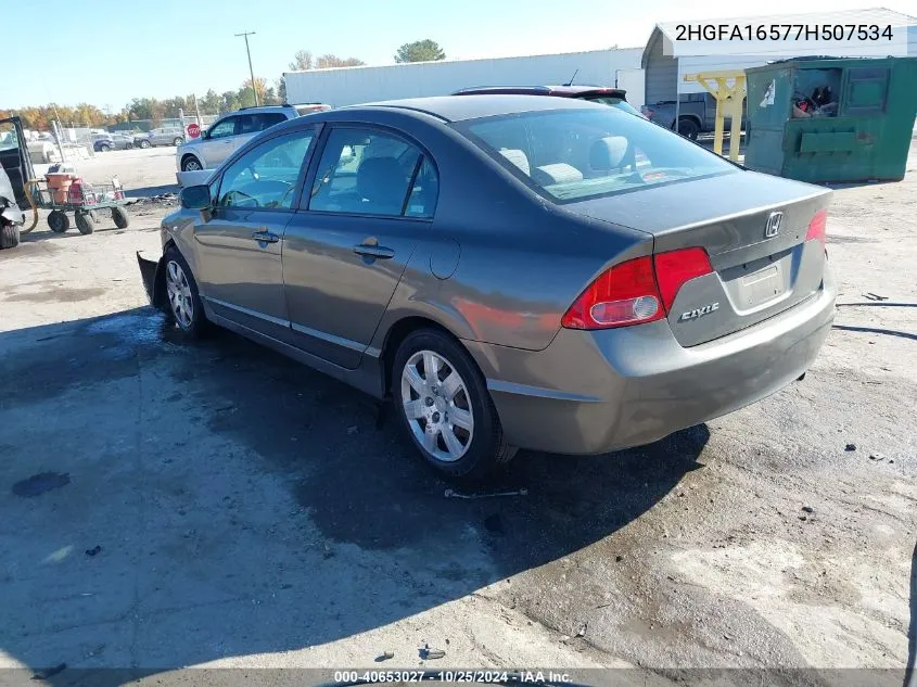 2007 Honda Civic Lx VIN: 2HGFA16577H507534 Lot: 40653027