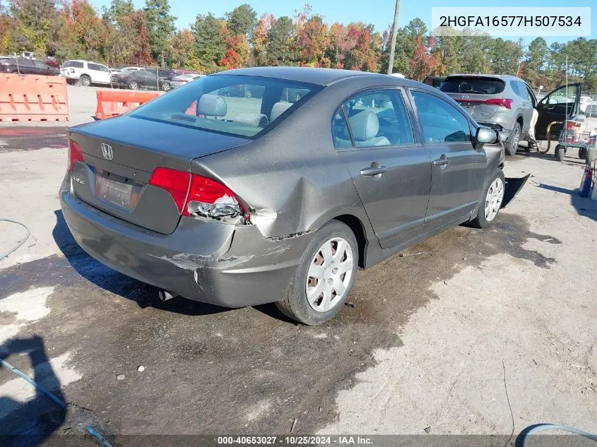 2007 Honda Civic Lx VIN: 2HGFA16577H507534 Lot: 40653027