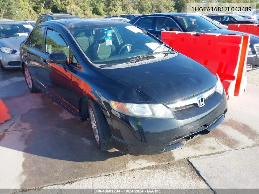 2007 Honda Civic Ex VIN: 1HGFA16817L043489 Lot: 40681294