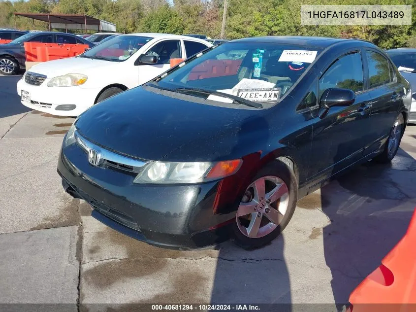 2007 Honda Civic Ex VIN: 1HGFA16817L043489 Lot: 40681294