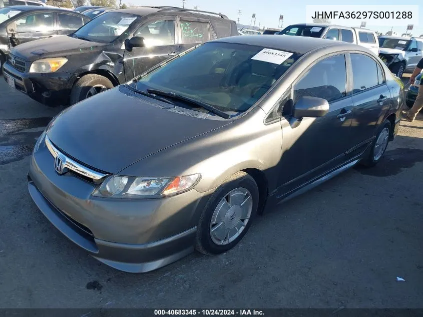 2007 Honda Civic Hybrid VIN: JHMFA36297S001288 Lot: 40683345