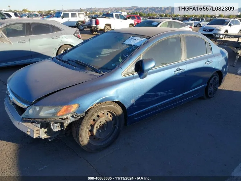 2007 Honda Civic Lx VIN: 1HGFA16567L082309 Lot: 40683385