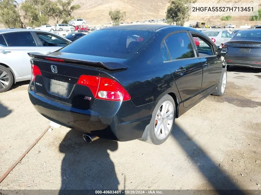 2007 Honda Civic Si VIN: 2HGFA55527H713451 Lot: 40683481