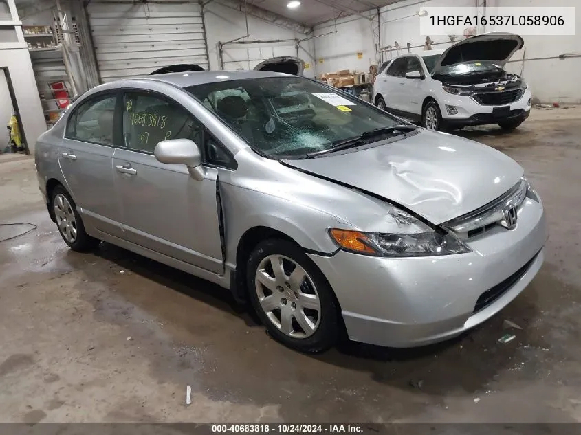 2007 Honda Civic Lx VIN: 1HGFA16537L058906 Lot: 40683818