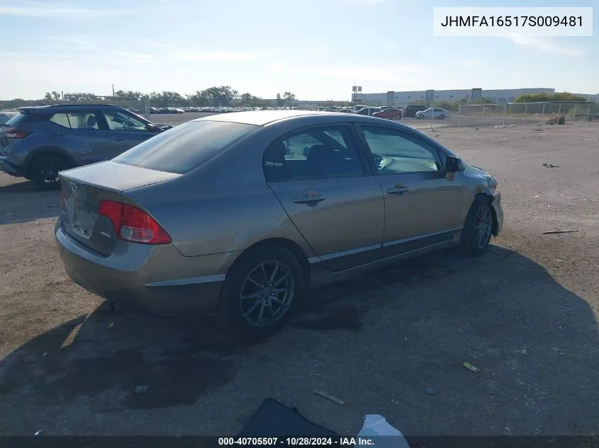 2007 Honda Civic Lx VIN: JHMFA16517S009481 Lot: 40705507