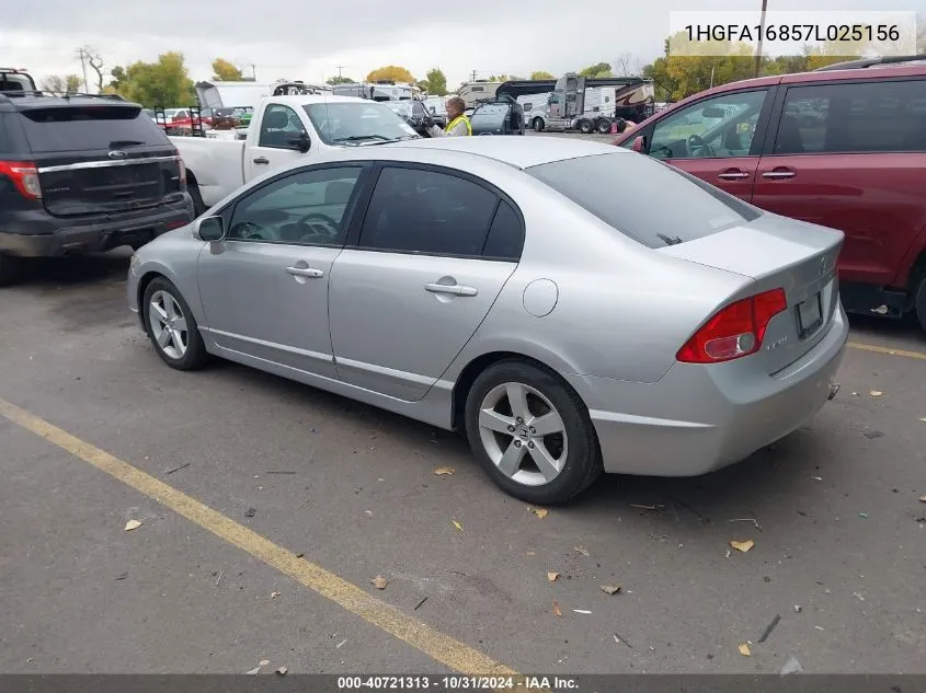 2007 Honda Civic Ex VIN: 1HGFA16857L025156 Lot: 40721313