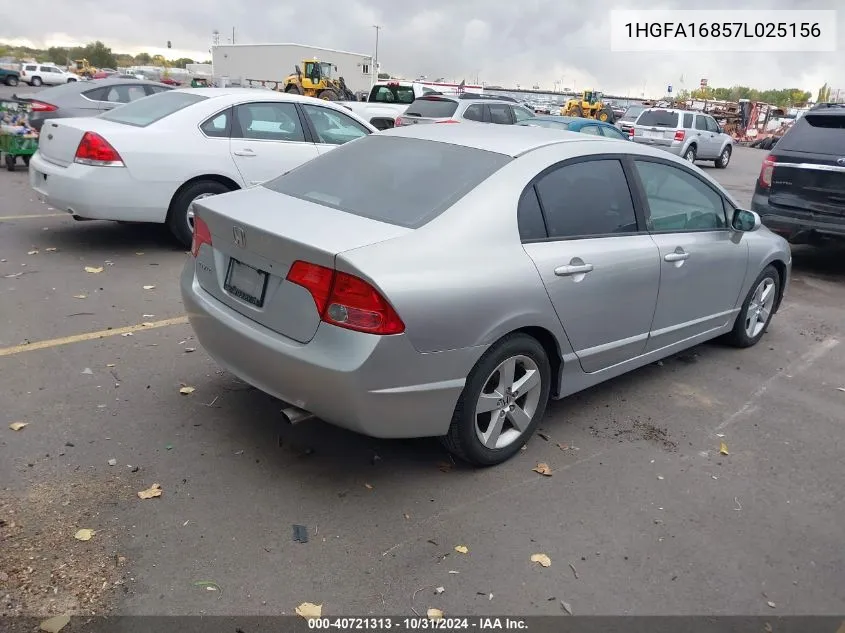 2007 Honda Civic Ex VIN: 1HGFA16857L025156 Lot: 40721313