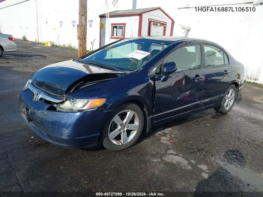 2007 Honda Civic Ex VIN: 1HGFA16887L106510 Lot: 40727099