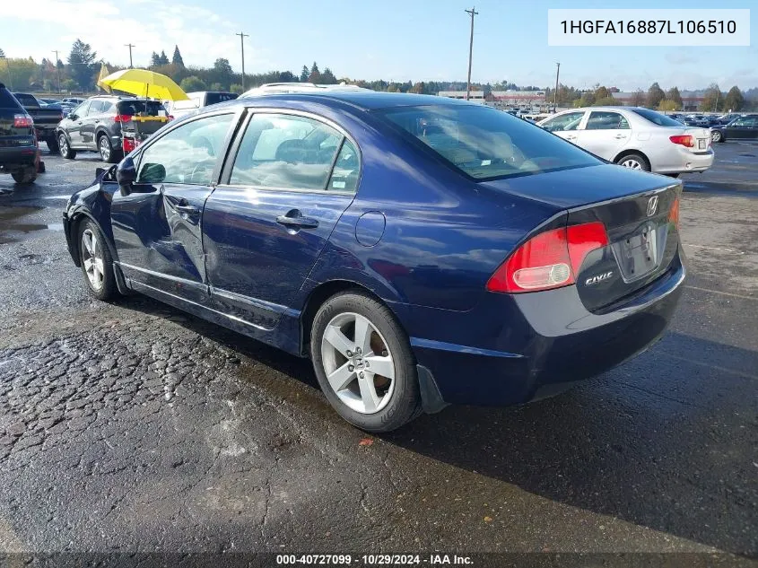 2007 Honda Civic Ex VIN: 1HGFA16887L106510 Lot: 40727099