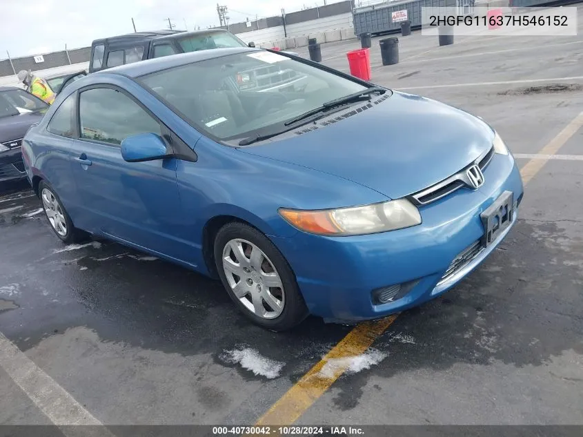 2007 Honda Civic Lx VIN: 2HGFG11637H546152 Lot: 40730042