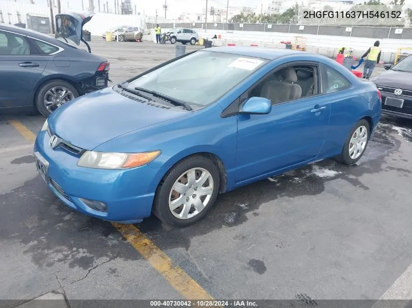 2007 Honda Civic Lx VIN: 2HGFG11637H546152 Lot: 40730042