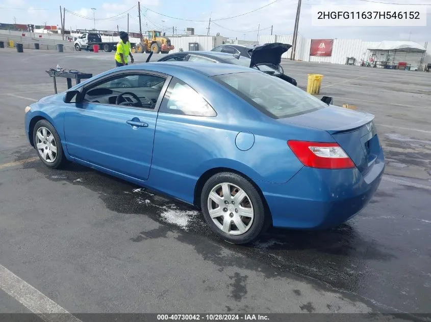 2007 Honda Civic Lx VIN: 2HGFG11637H546152 Lot: 40730042