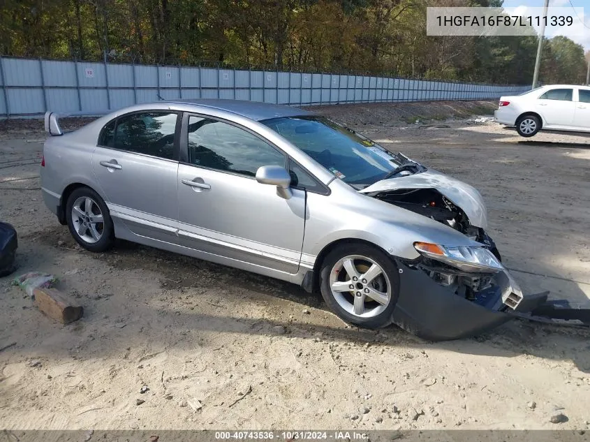 2007 Honda Civic VIN: 1HGFA16F87L111339 Lot: 40743536