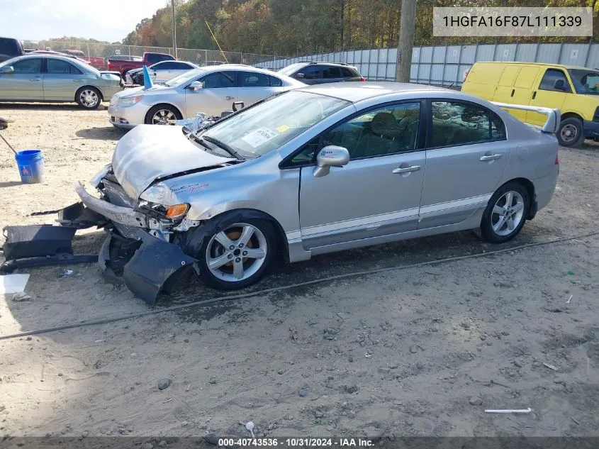 2007 Honda Civic VIN: 1HGFA16F87L111339 Lot: 40743536