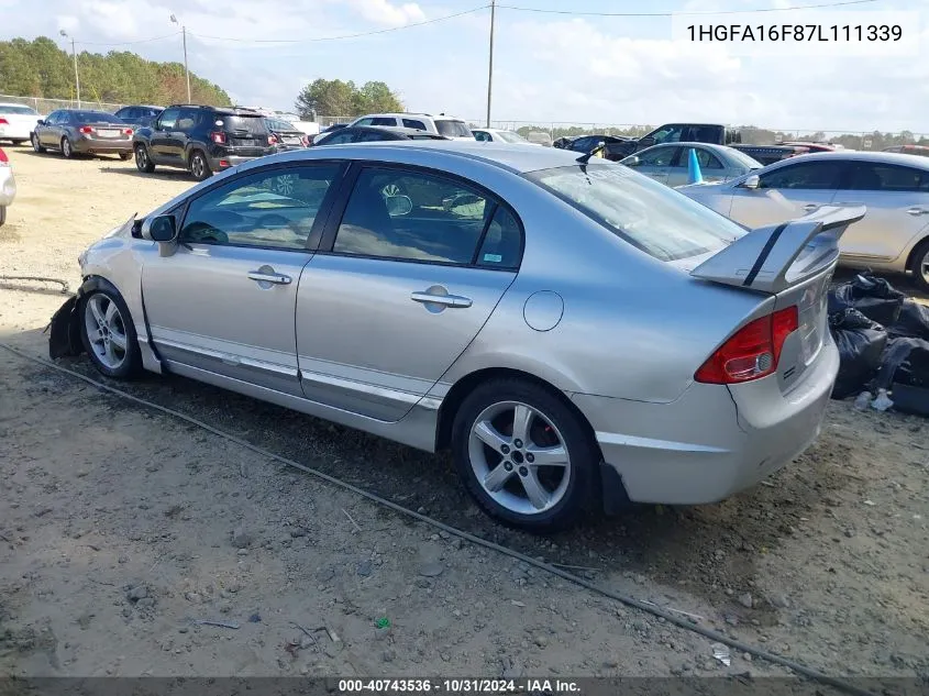 2007 Honda Civic VIN: 1HGFA16F87L111339 Lot: 40743536