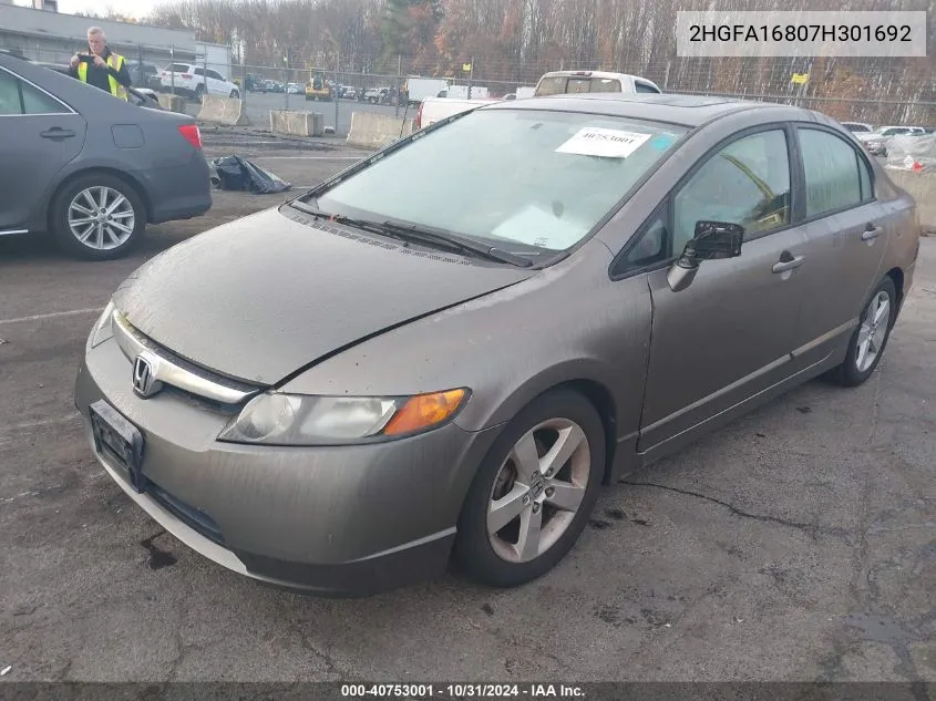 2007 Honda Civic Ex VIN: 2HGFA16807H301692 Lot: 40753001