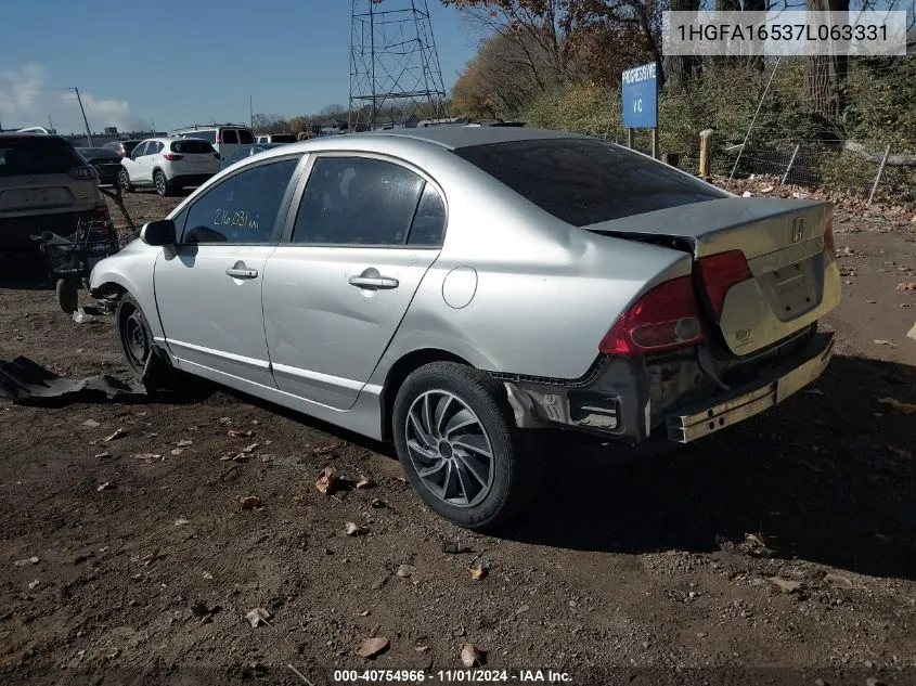 2007 Honda Civic Lx VIN: 1HGFA16537L063331 Lot: 40754966