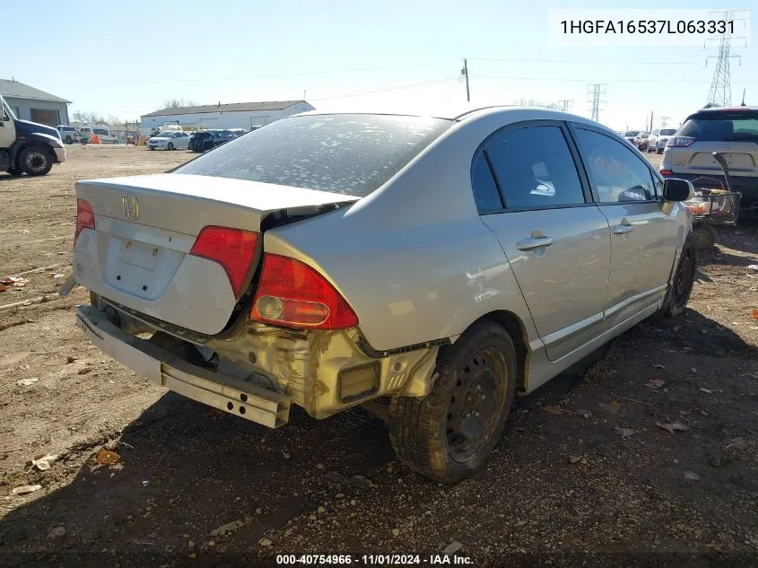 2007 Honda Civic Lx VIN: 1HGFA16537L063331 Lot: 40754966