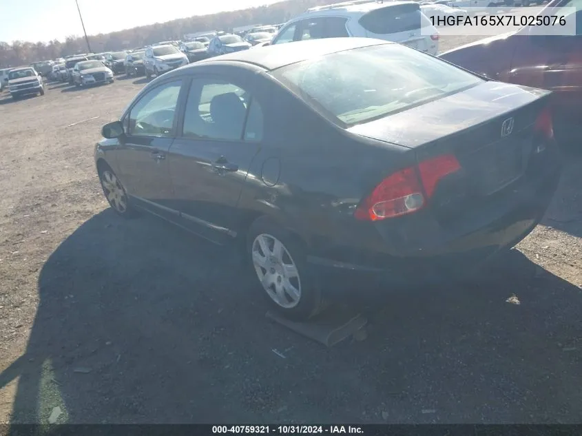 2007 Honda Civic Lx VIN: 1HGFA165X7L025076 Lot: 40759321