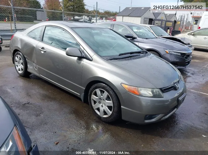 2007 Honda Civic Lx VIN: 2HGFG12667H537542 Lot: 40778361