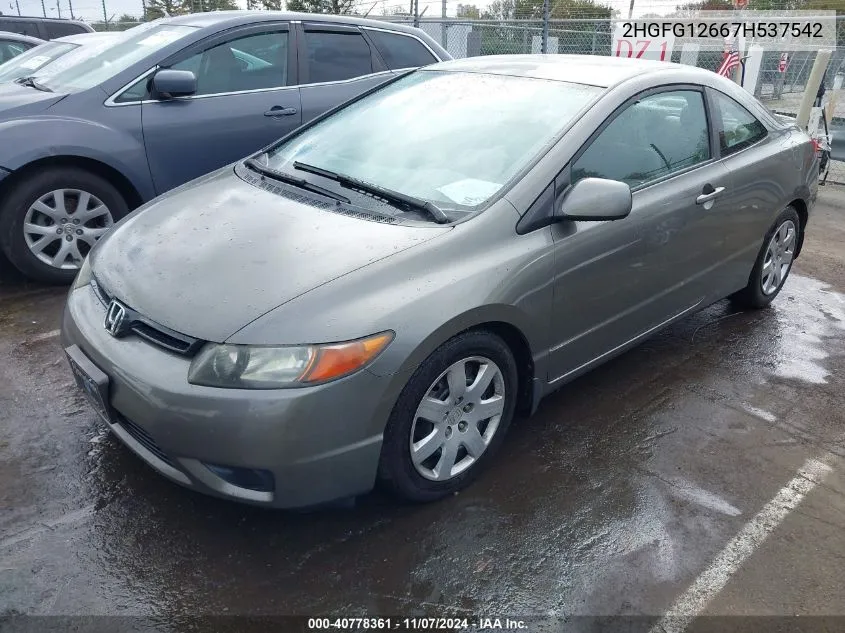 2007 Honda Civic Lx VIN: 2HGFG12667H537542 Lot: 40778361