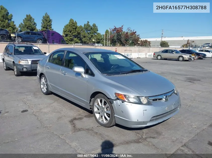 2007 Honda Civic Lx VIN: 2HGFA16577H308788 Lot: 40779043