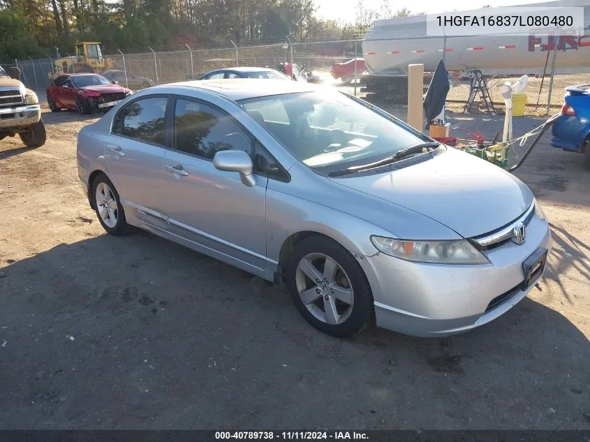 2007 Honda Civic Ex VIN: 1HGFA16837L080480 Lot: 40789738