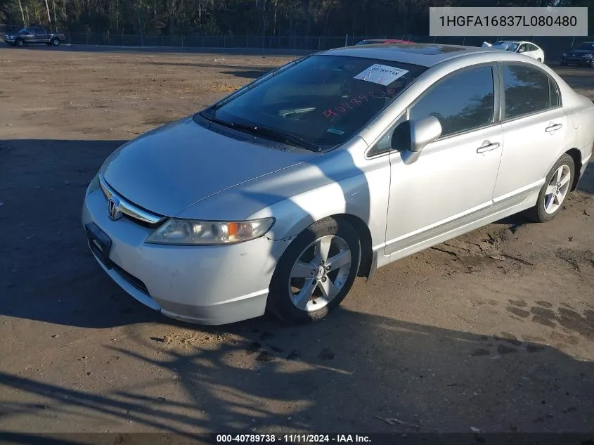 2007 Honda Civic Ex VIN: 1HGFA16837L080480 Lot: 40789738