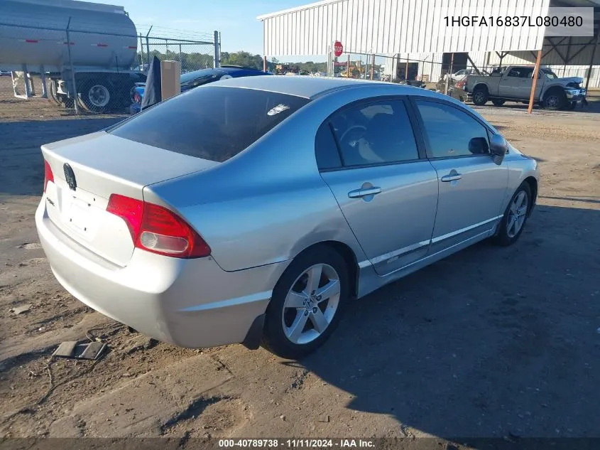 2007 Honda Civic Ex VIN: 1HGFA16837L080480 Lot: 40789738