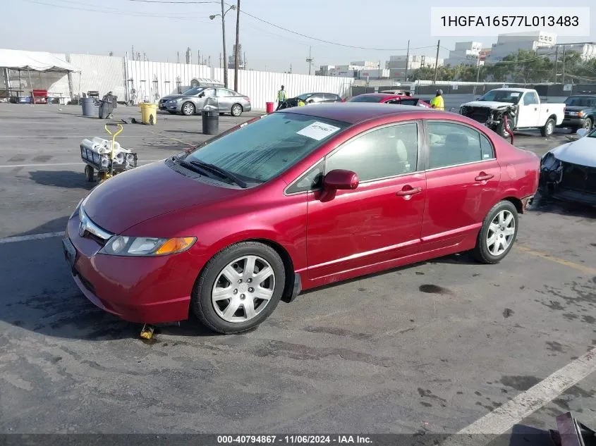 2007 Honda Civic Lx VIN: 1HGFA16577L013483 Lot: 40794867