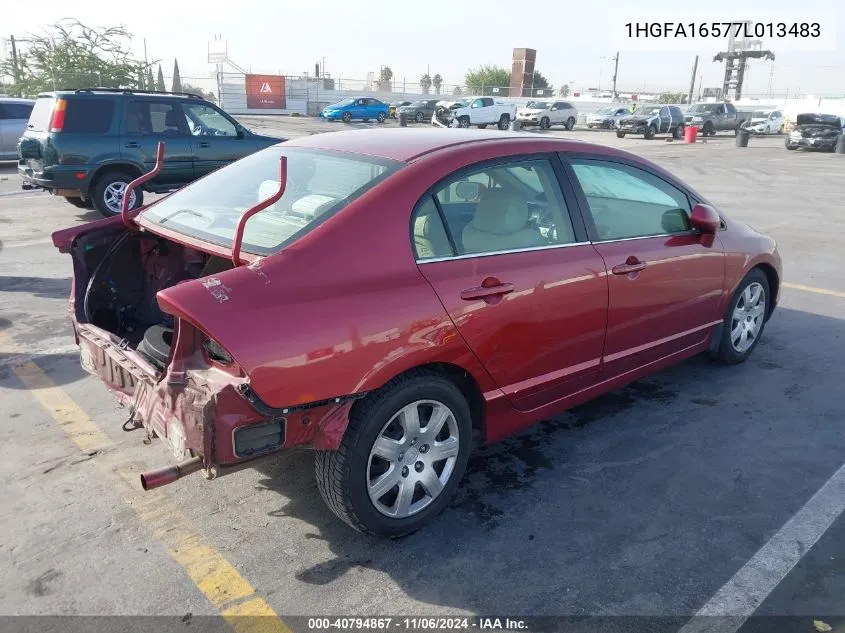 2007 Honda Civic Lx VIN: 1HGFA16577L013483 Lot: 40794867