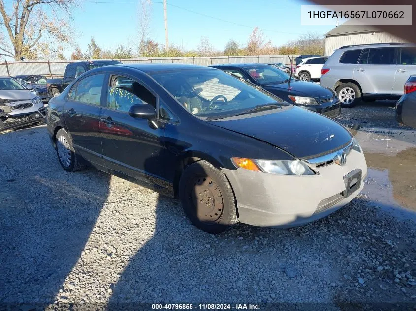 2007 Honda Civic Lx VIN: 1HGFA16567L070662 Lot: 40796855