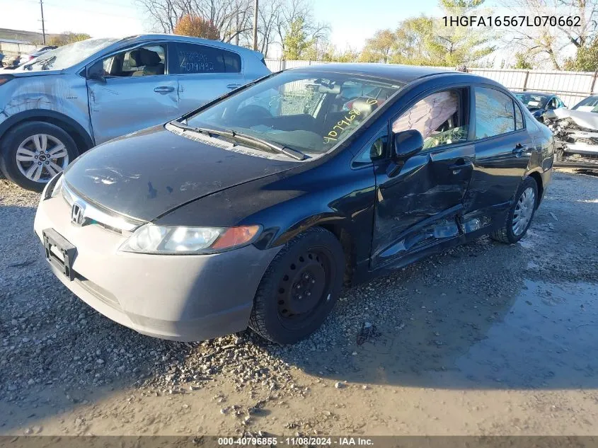 2007 Honda Civic Lx VIN: 1HGFA16567L070662 Lot: 40796855