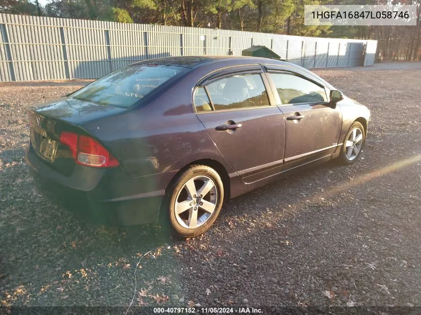 1HGFA16847L058746 2007 Honda Civic Ex