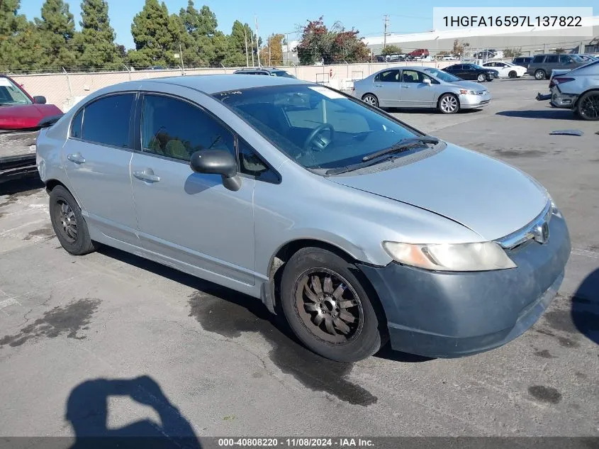 2007 Honda Civic Lx VIN: 1HGFA16597L137822 Lot: 40808220