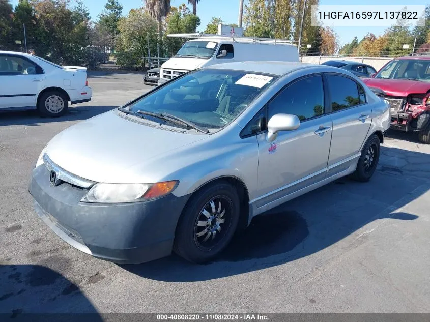 2007 Honda Civic Lx VIN: 1HGFA16597L137822 Lot: 40808220